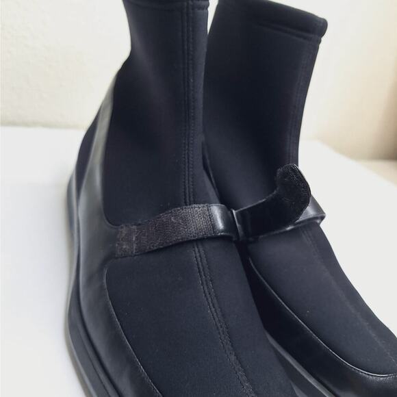 Bally Sock Boots Rare Leather Square Toe Men's 7 Women's 9 Italy Goth Industrial - Picture 14 of 16